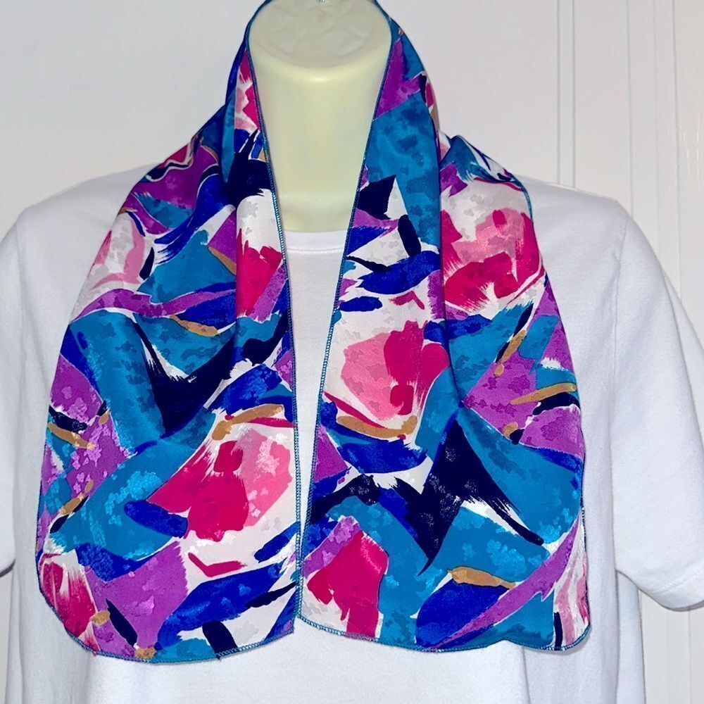 Multi colored‎ shiny polyester neck scarf